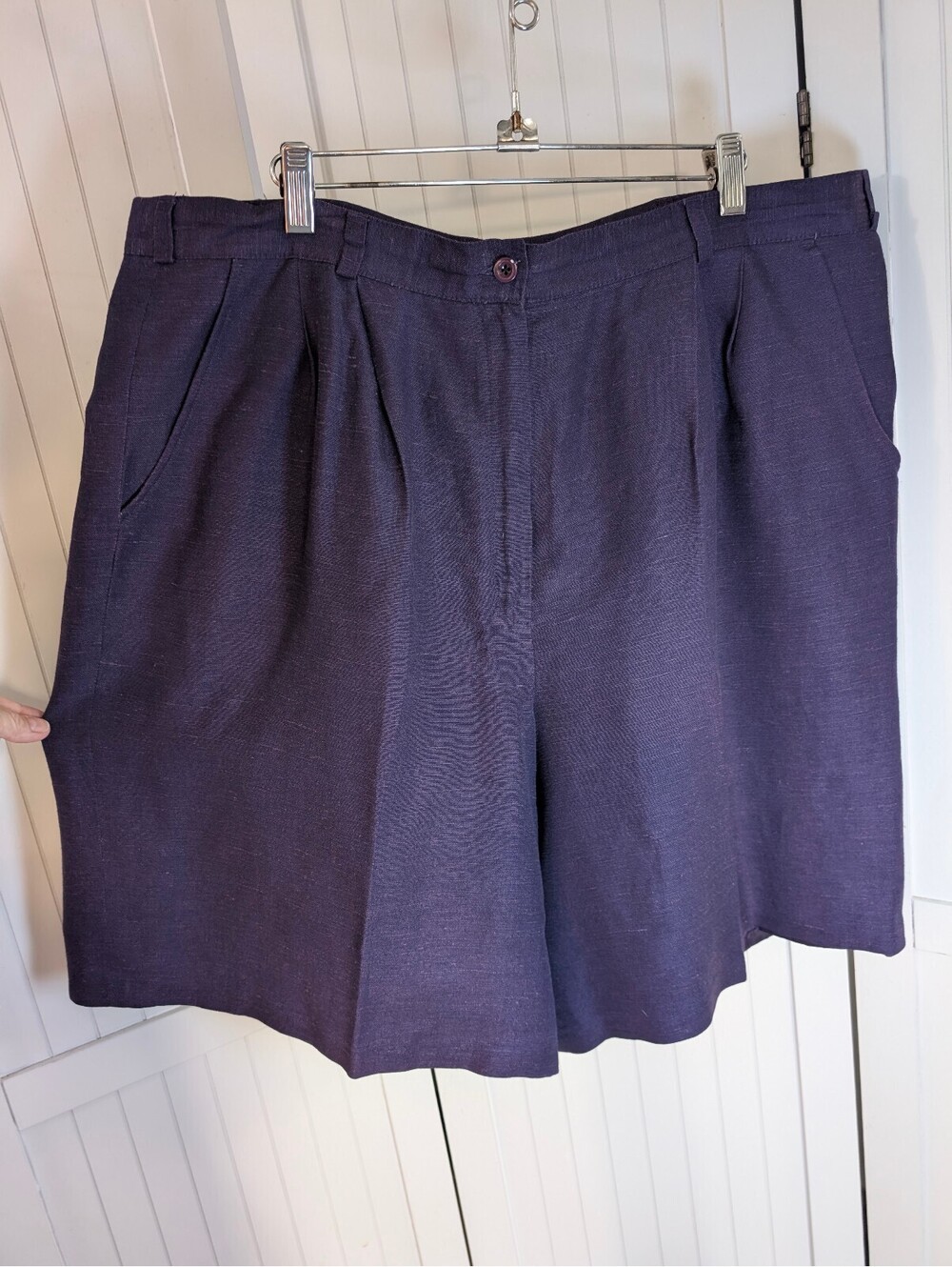 Vintage 80s Harve Benard Purple High Waist Pleated Bermuda Walking Shorts Sz 18